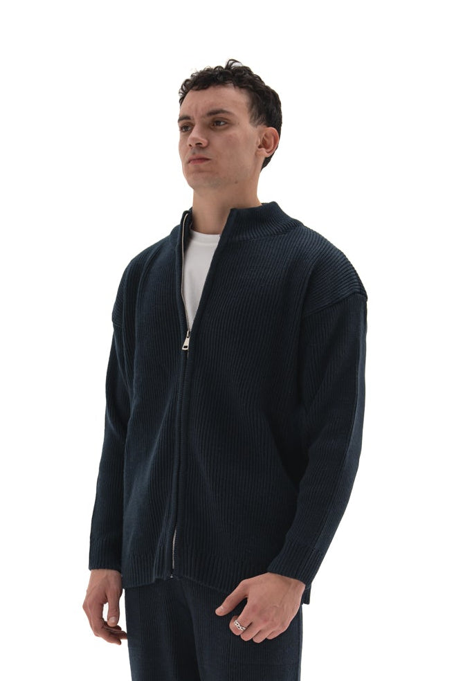 Navy Knit zip up