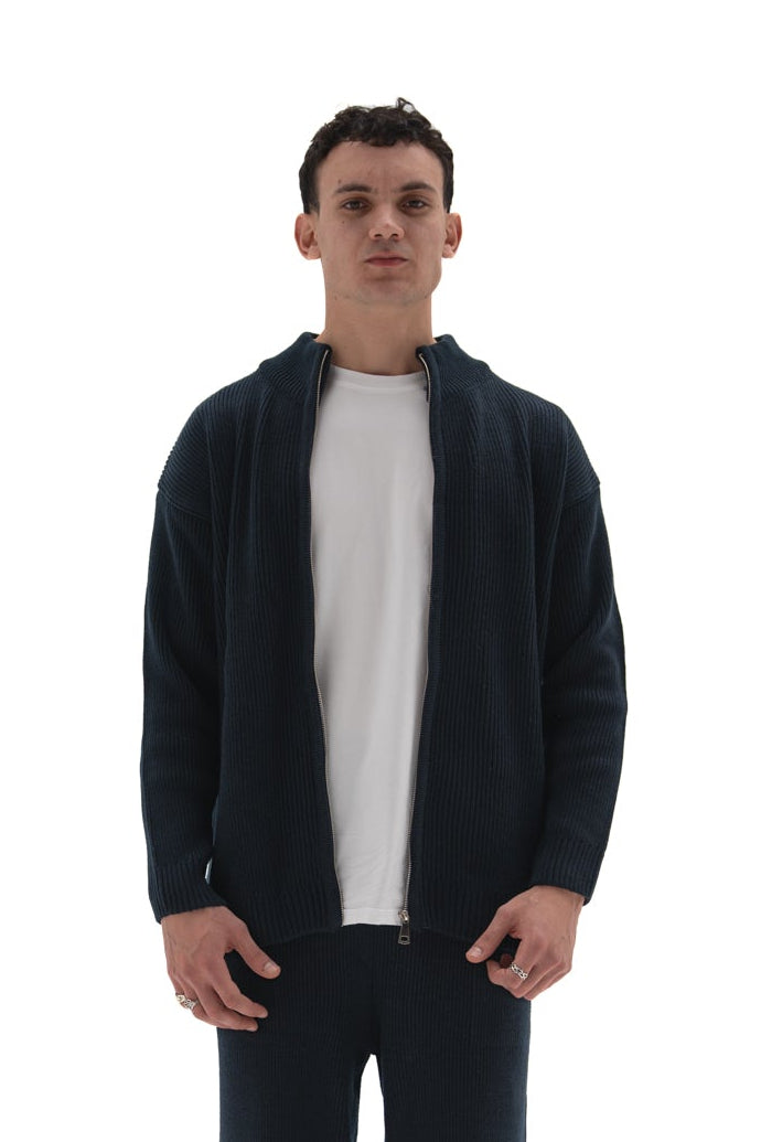 Navy Knit zip up