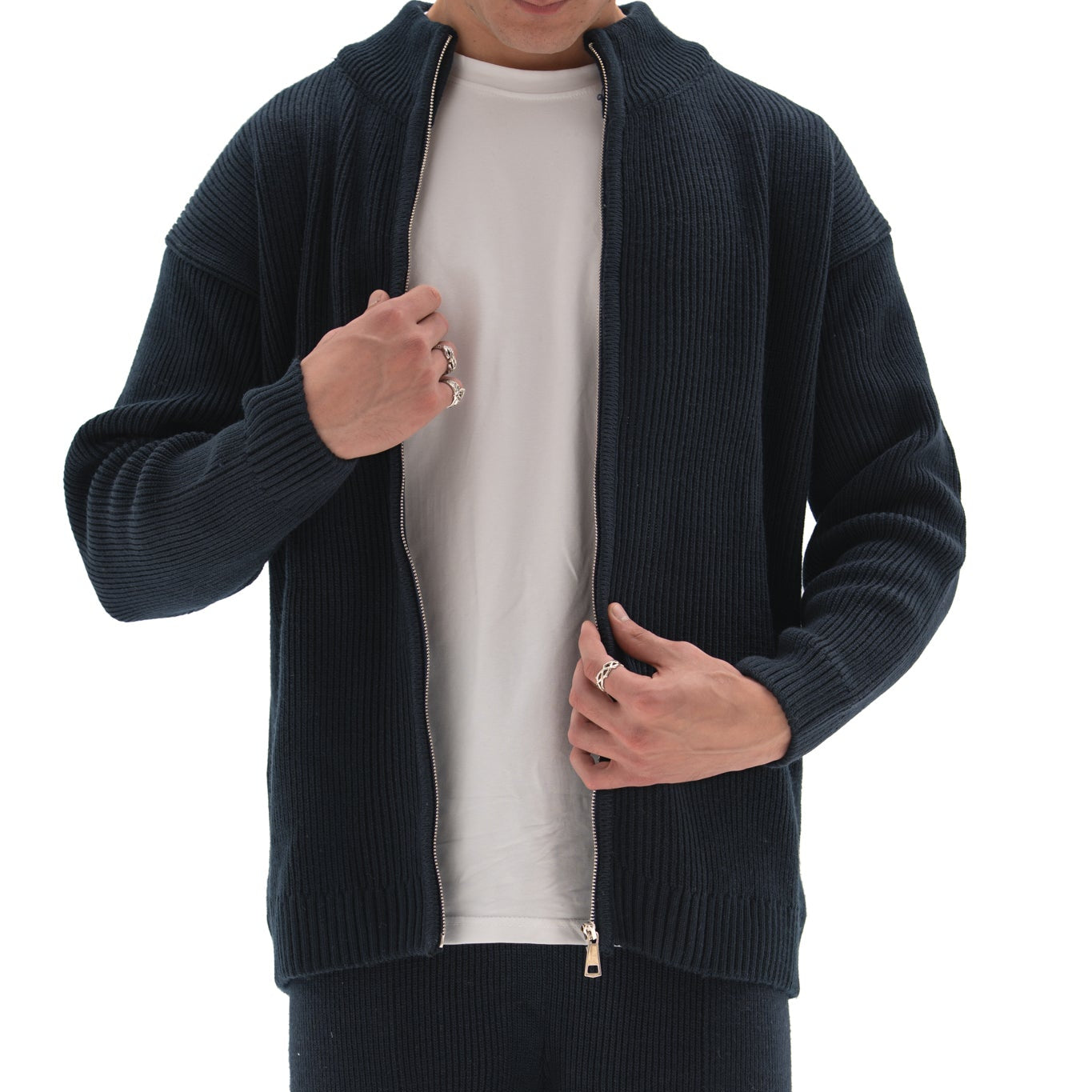 Navy Knit zip up