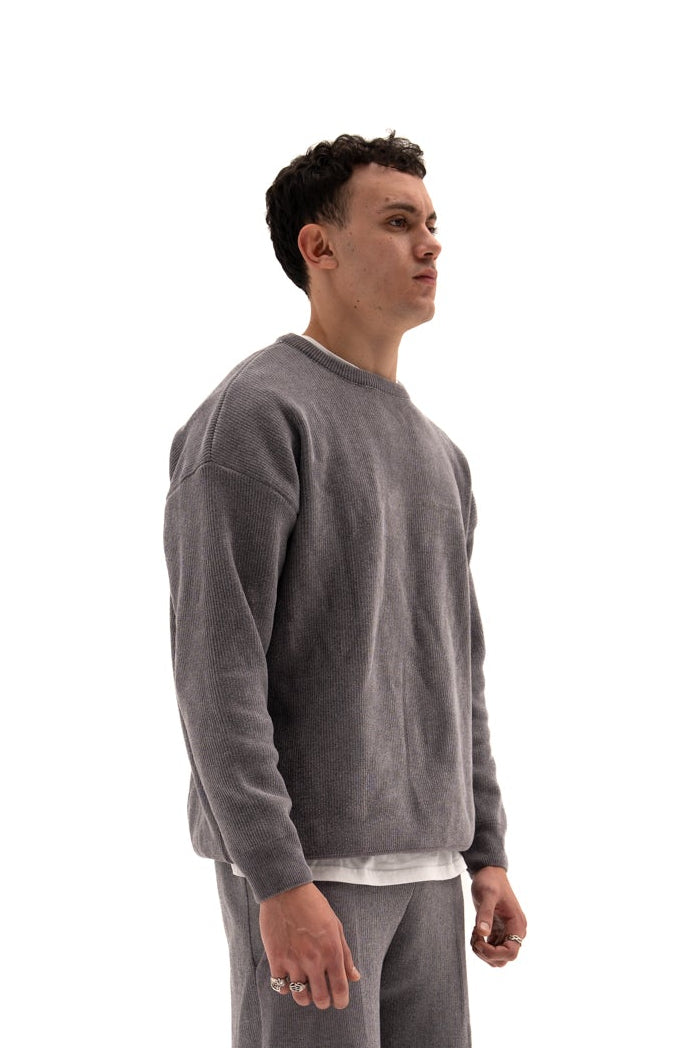 Grey Wool Knit Top
