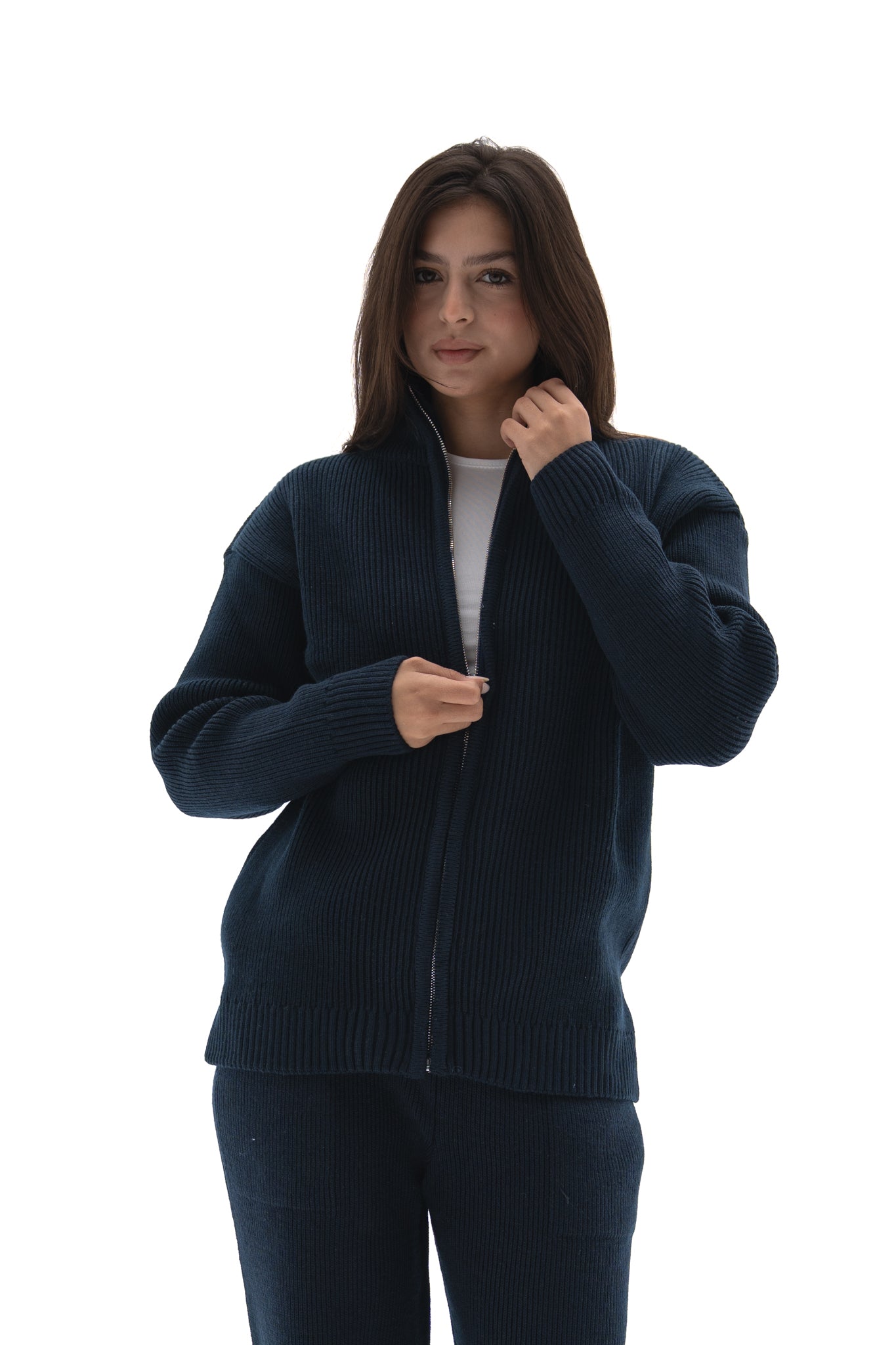 Navy Knit zip up