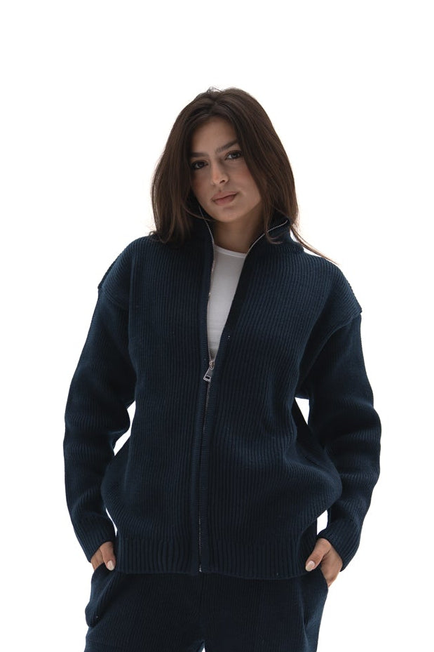 Navy Knit zip up