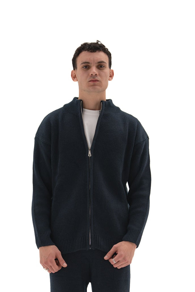 Navy Knit zip up