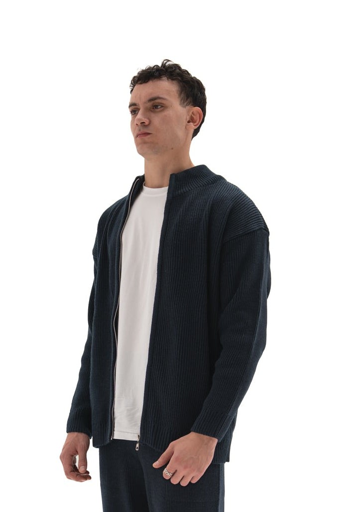 Navy Knit zip up