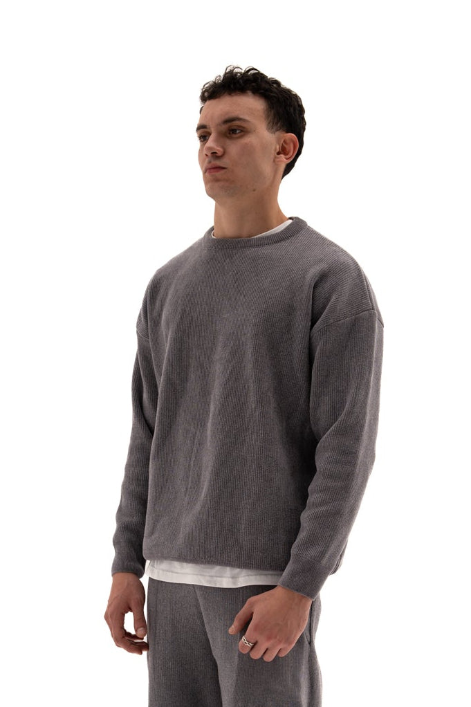 Grey Wool Knit Top