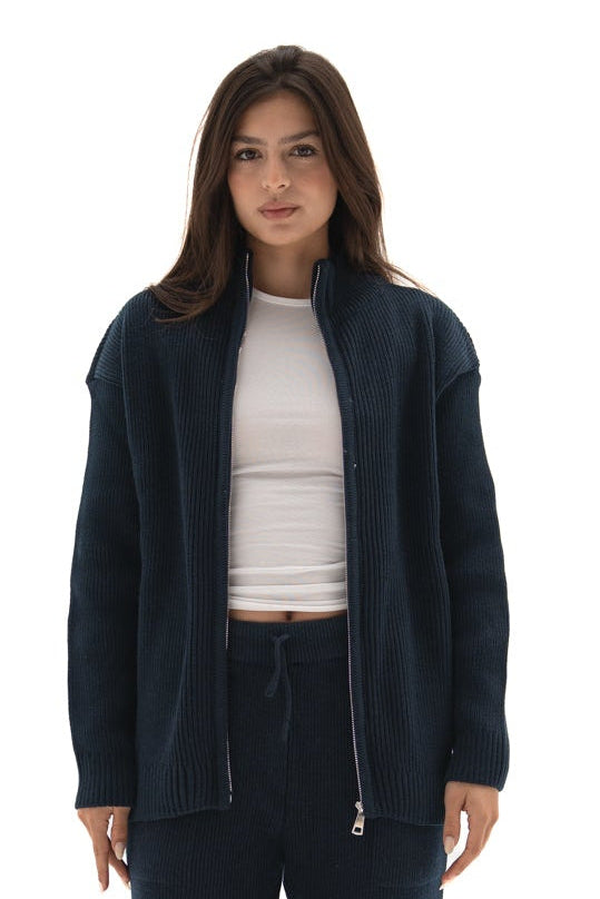 Navy Knit zip up