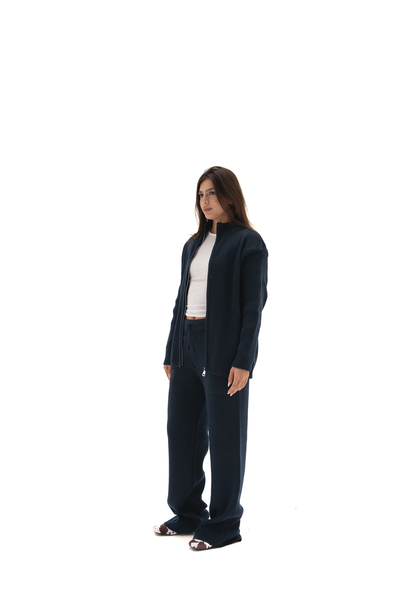 Navy Knit zip up