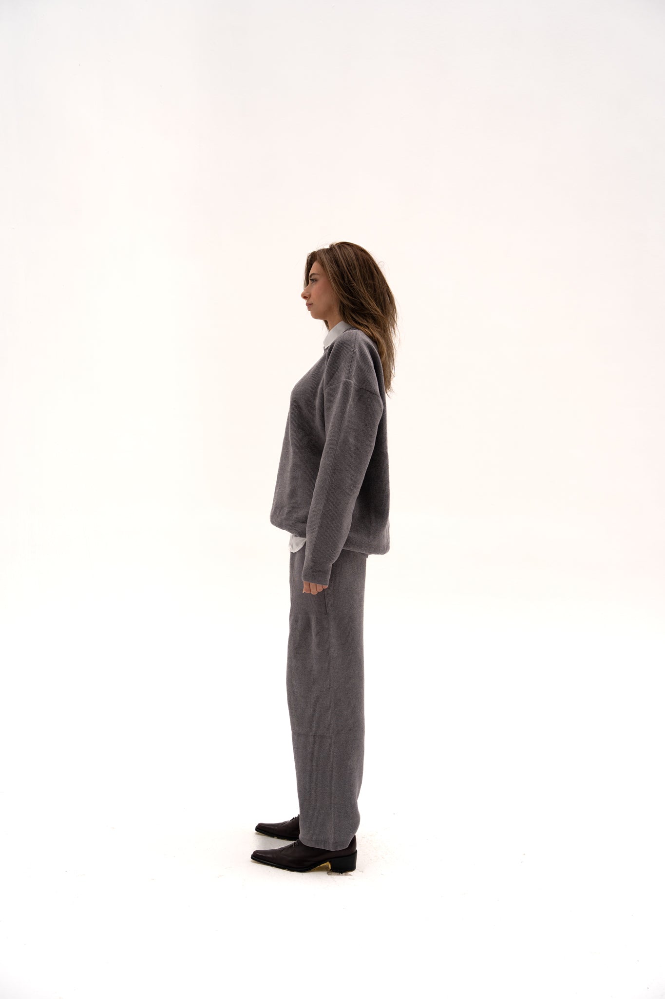 Grey Wool Knit Top